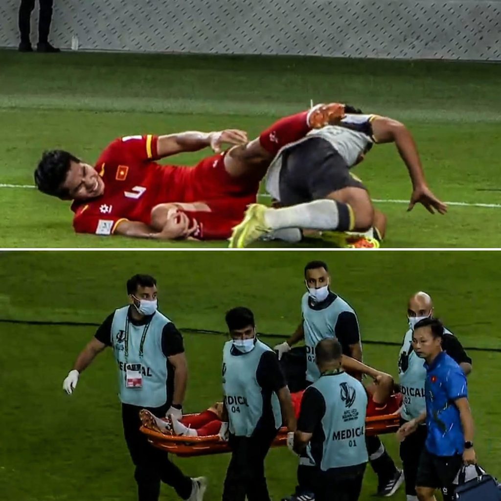 Trung vệ Hiểu Minh gặp chấn thương nặng trong trận bán kết